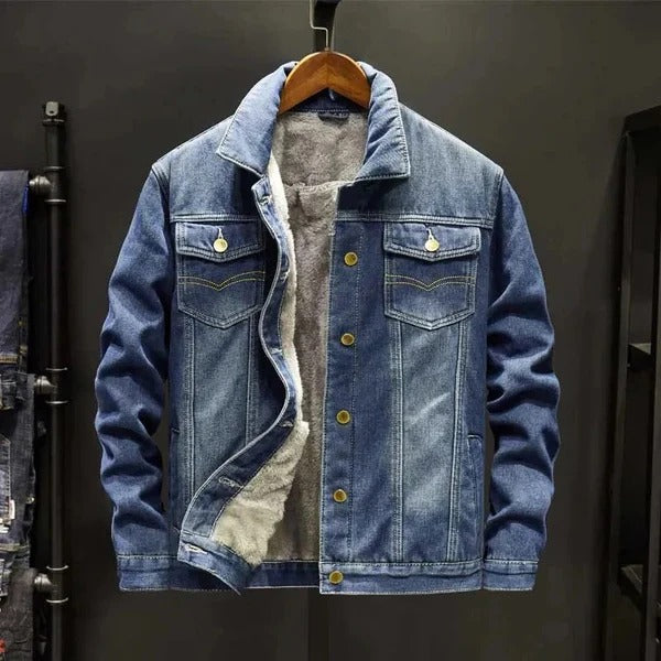 Heren Spijkerjas – Relaxed Fit – Sherpa Voering – Knoopsluiting – Borstzakken