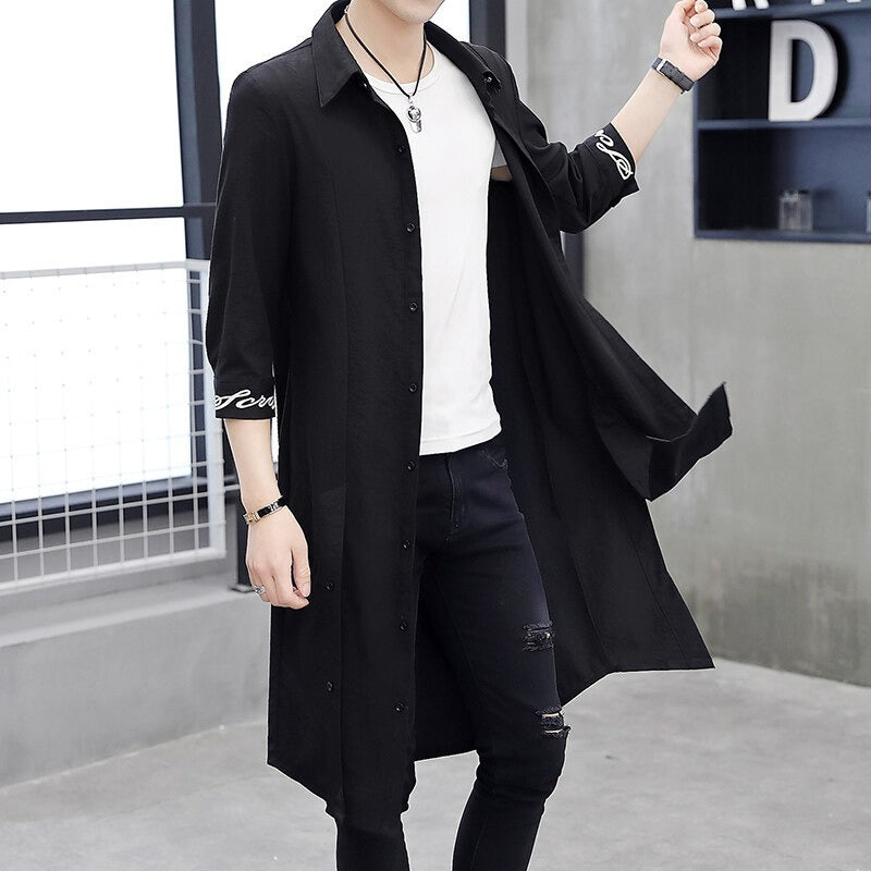 Heren trenchcoat – Oversized fit – Katoenmix – Lange mouwen – Volledige lengte
