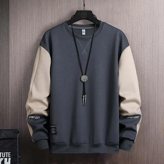 Heren Sweatshirt - Katoenmix - Relaxte Pasvorm - Raglan Mouwen - Geribde Halslijn
