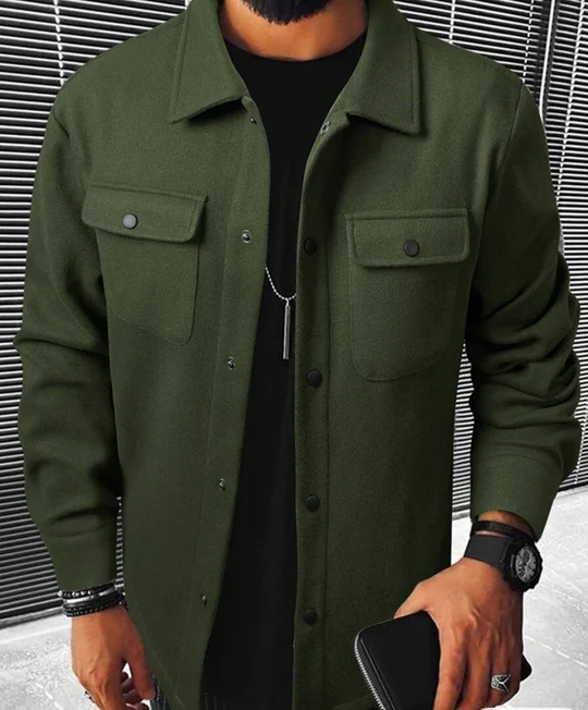 Heren Jack – Relaxed Fit – Knoopsluiting – Borstzakken – Comfortabel Casual Ontwerp