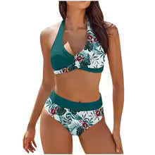 Dam Bikini Set – Push-Up Haltertopp – Tanga Trosa – Snabbtorkande Andningsbar Passform