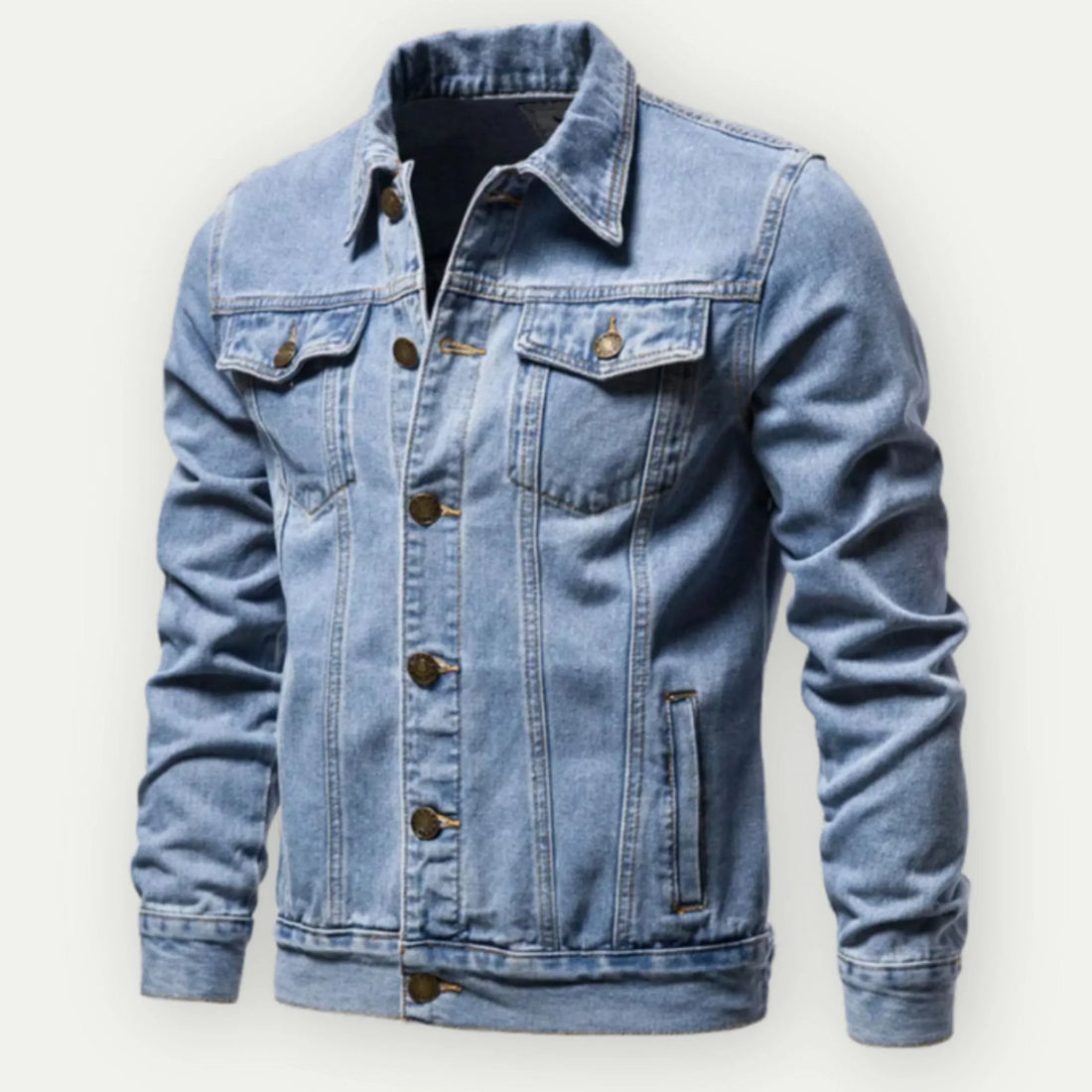 Heren Truckerjack – Denim – Getailleerde Pasvorm – Knoopsluiting – Meerdere Zakken