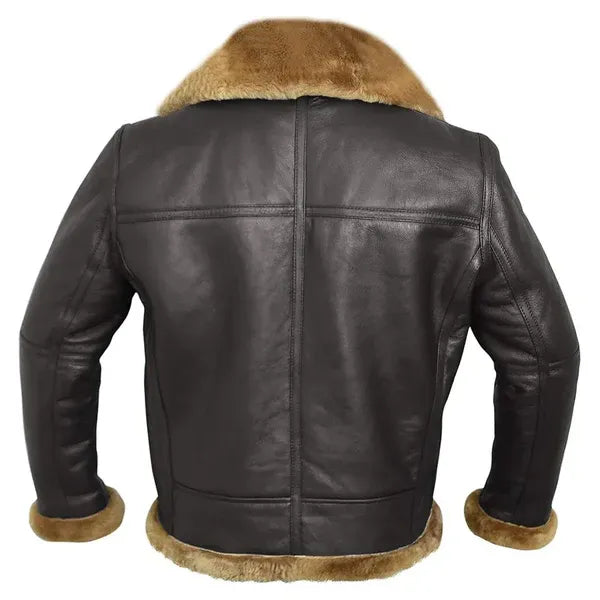 Heren bomberjack – Oversized pasvorm – Shearling voering – Leren afwerking – Gesp kraag