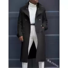 Heren Trenchcoat – Wool Blend – Relaxed Fit – Double-Breasted – Middenlang