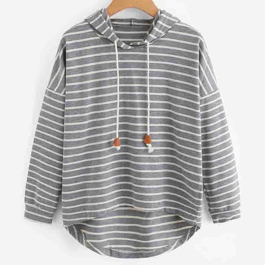 Dames Hoodie - Jersey - Relaxte Pasvorm - Lange Mouwen - Hoog-laag Zoom