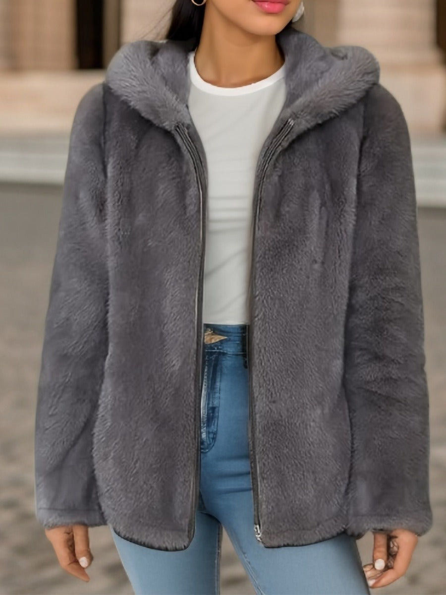 Dam Hoodie – Mjuk Fleece – Varmt Ullfoder – Avslappnad Passform – Dragkedja