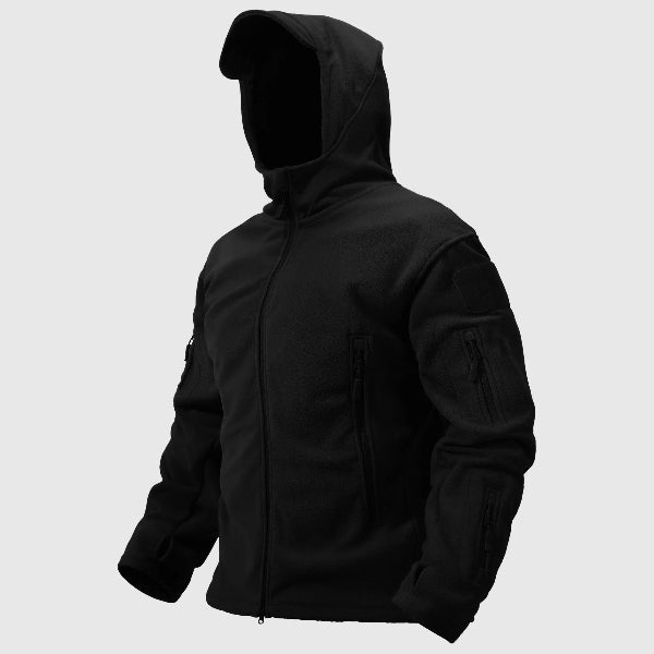 Heren Thermische Jas – Fleece Voering – Getailleerde Pasvorm – Capuchon – Ritszakken