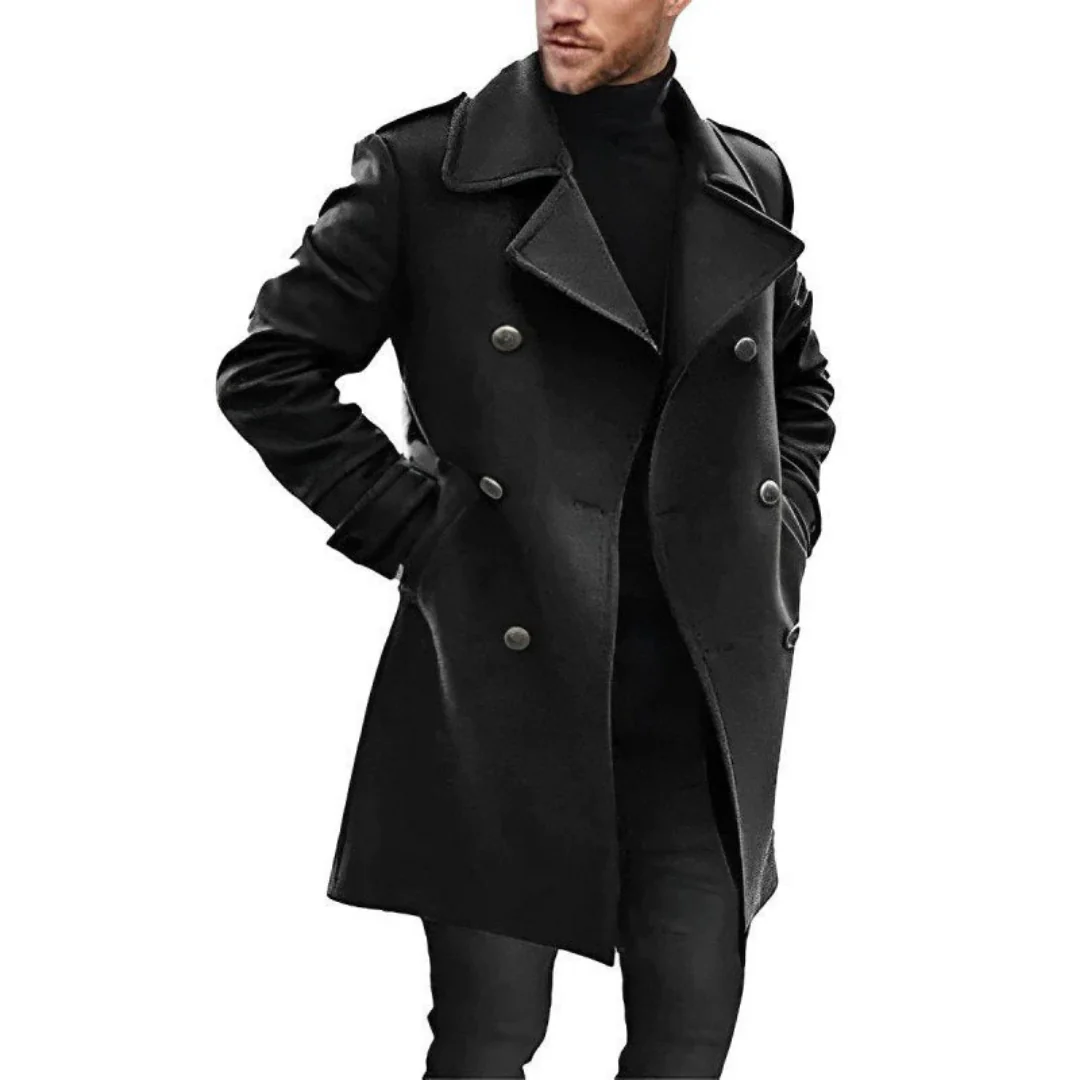 Heren trenchcoat – Wolmix – Getailleerd – Dubbelrijig – Middellange lengte