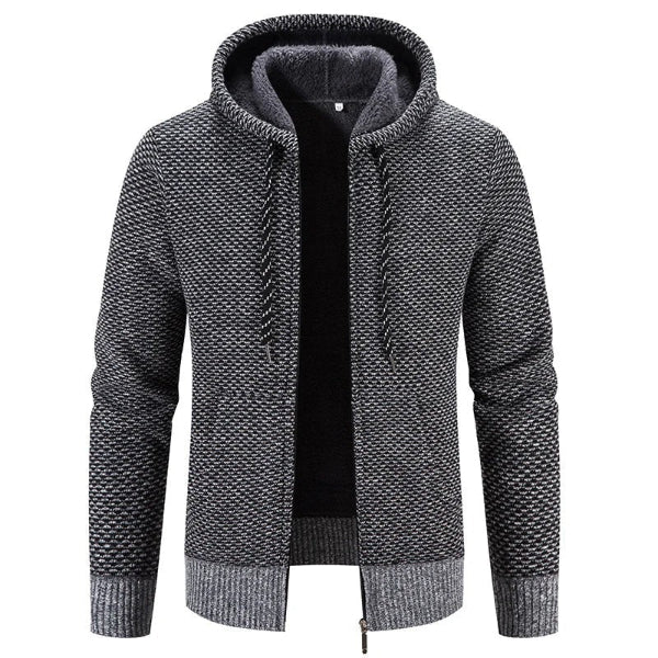 Heren Cardigan Met Capuchon – Relaxed Fit – Gebreid – Zachte Voering – Ritssluiting