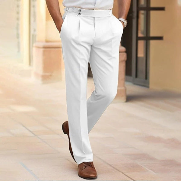 Heren Pantalon – Slim Fit – Lichtgewicht Stof – Platte Voorkant – Volledige Lengte