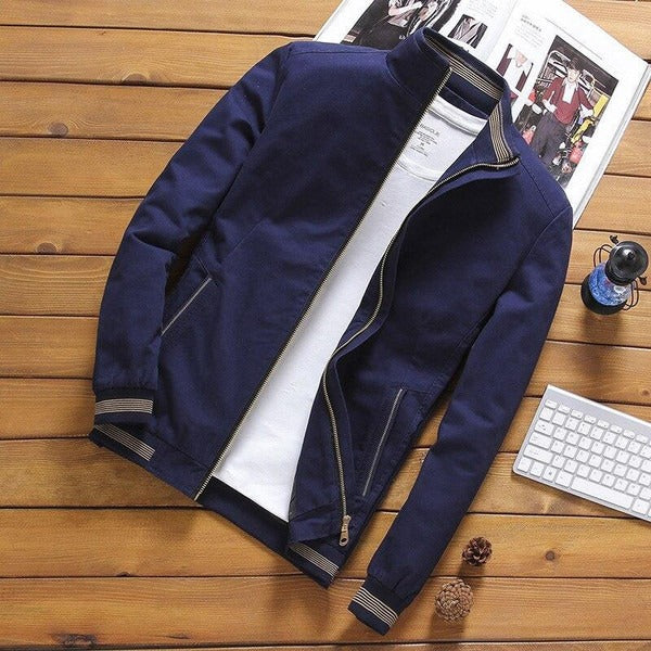 Heren Jack – Slim Fit – Lichtgewicht Geweven Stof – Opstaande Kraag – Ritszakken