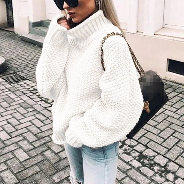 Dames coltrui – Oversized pasvorm – Chunky breisel – Heuplengte – Casual stijl