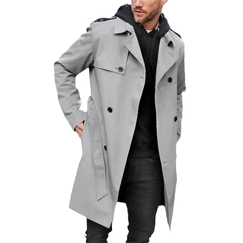 Heren trenchcoat – Getailleerde pasvorm – Dubbelrijig – Ademend – Met ceintuur