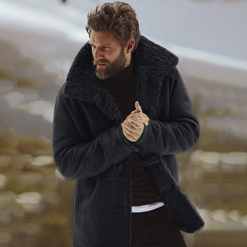 Heren Parka Jas – Relaxte Pasvorm – Wolachtig Materiaal – Imitatiebontkraag