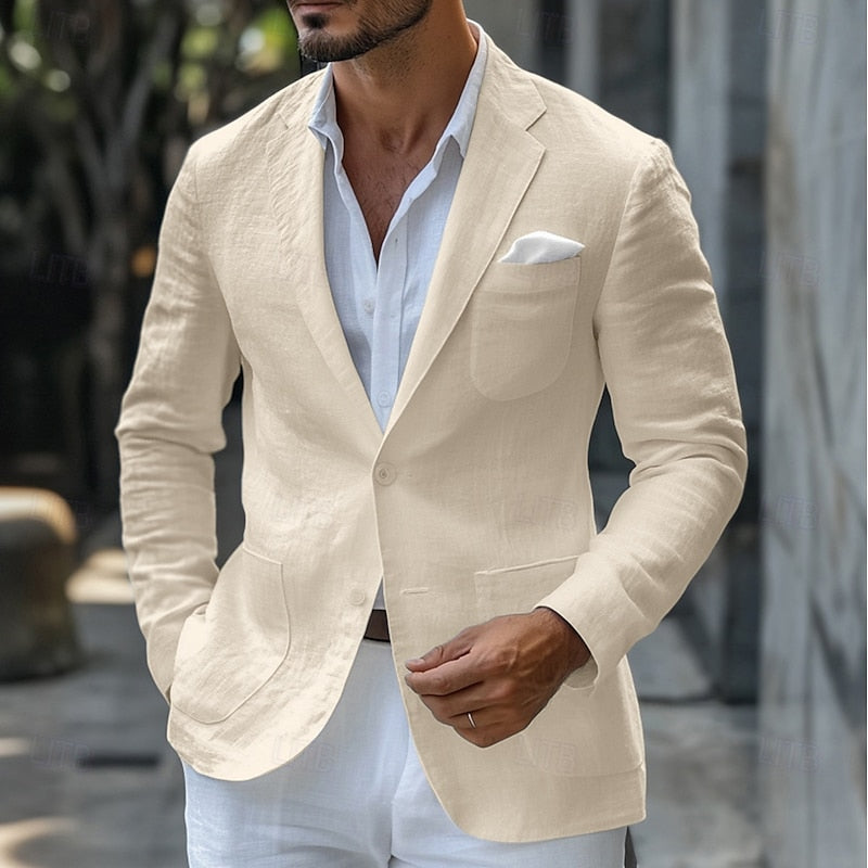Heren Blazer – Slim Fit – Ademend Materiaal – Enkelrijig – Klassieke Revers